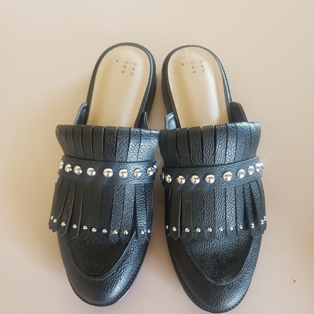 A New Day black studded fringe flats